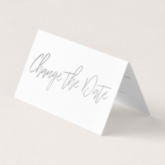 De Visite Script Foil Argent Moderne Modifier La Carte Date (Devant)