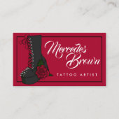 De Visite Script gothique Boot rouge tatouage Artiste Carte (Devant)