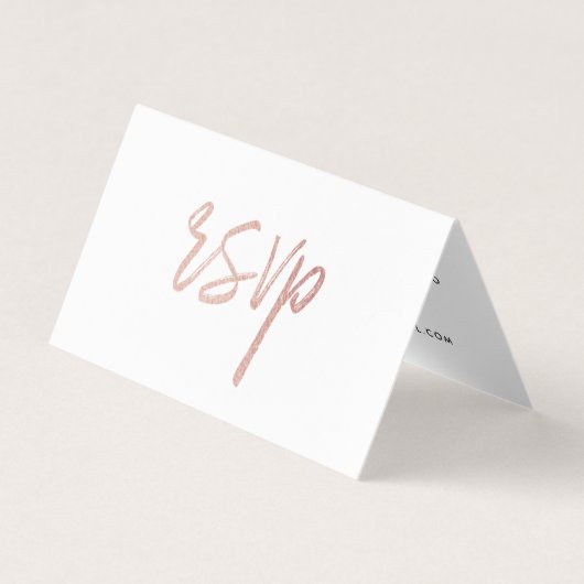 De Visite Script Rose moderne à huile d'or avec carte photo (Devant)
