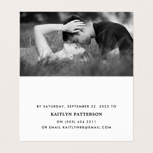 De Visite Script simple avec carte photo RSVP (Intérieur déplié)