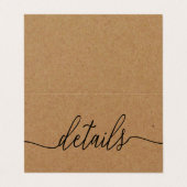 De Visite Script Simple Rustique Kraft Avec Carte Détail Pho (Extérieur déplié)