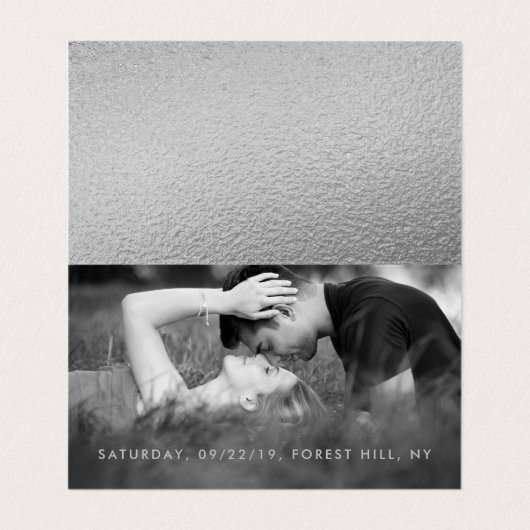 De Visite Silver Foil Script Photo Modifier La Carte Date (Intérieur déplié)