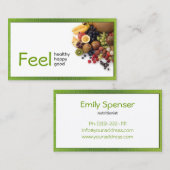 De Visite Simple Blanc Sain Vie Carte Lin Vert Jaune (Devant / Derrière)