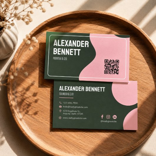 De Visite Simplicité audacieuse Carte QR code scannable vert