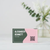 De Visite Simplicité audacieuse Carte QR code scannable vert (Debout devant)