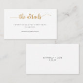 De Visite Site mariage or simple + détails + carte rsvp (Devant / Derrière)