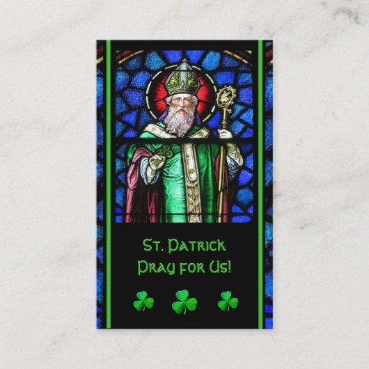 De Visite St. Patrick's Stain-Glass Prière Carte Sainte (Devant)