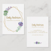 De Visite Succulente carte violet or bonjour (Devant / Derrière)