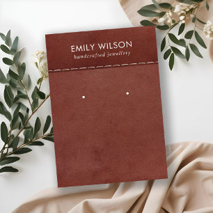 DE VISITE TAN RED LEATHER TEXTURE STUD EARRING CARTE D'AFFIC