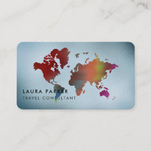 De Visite Travel Agent Watercolor Carte du monde Tourisme Ré