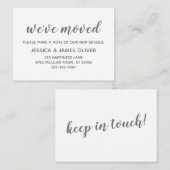 De Visite Vert minimal sur blanc "Nous avons bougé" carte (Devant / Derrière)