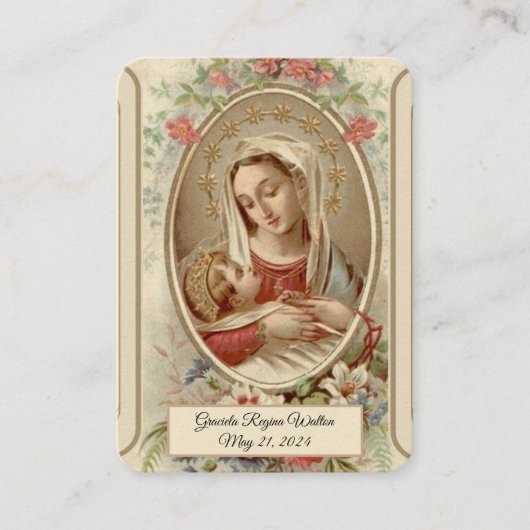 De Visite Vierge Marie Baptême Souvenir Carte Sainte (Devant)