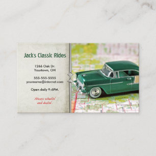 De Visite voiture verte rétro sur carte