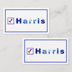 De Visite Votez Harris, Red Check, Blue Carré Box Bus. Carte