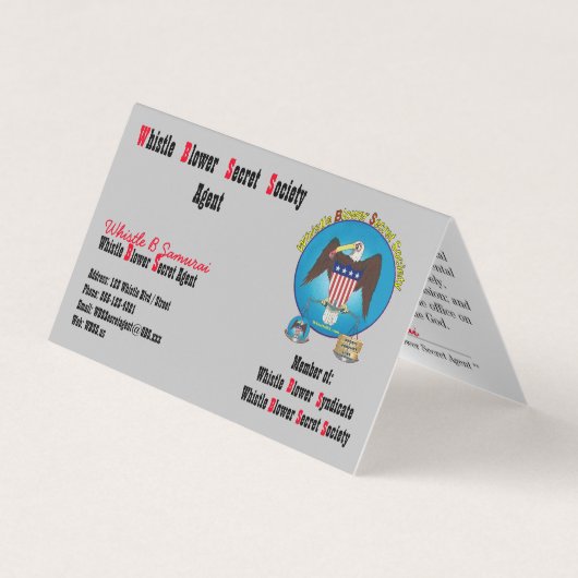 De Visite Whistle Blower Secret Service pliant Bus. Carte (Devant)
