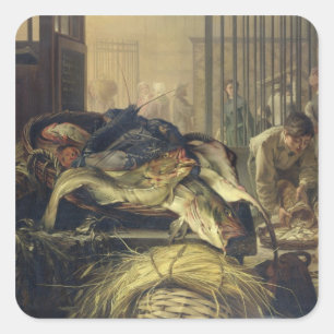 De vismarkt vierkante sticker