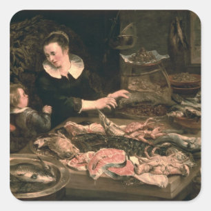 De vismonger vierkante sticker