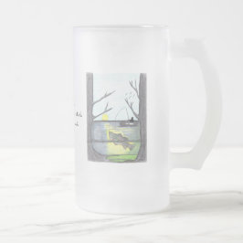 De visser...Frosted Glass Mok... Matglas Bierpul