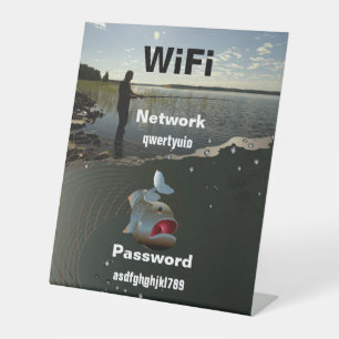 De visser. Gelukkig vissen Reclamebord Met Voetstuk