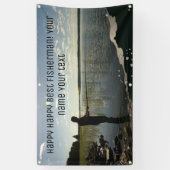 De visser. Gelukkig vissen Spandoek (Verticaal)