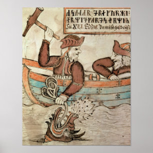 De visserij op de serpent van Midgard Poster