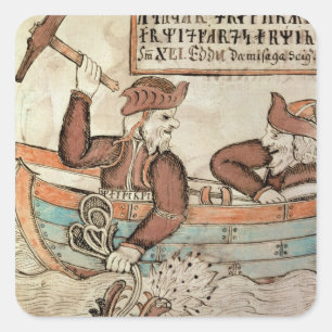 De visserij op de serpent van Midgard Vierkante Sticker