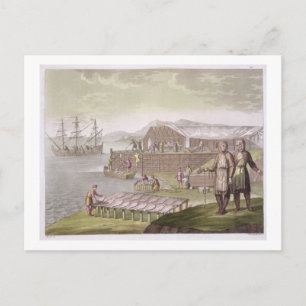 De visserijsector, Newfoundland, uit Le Costu Briefkaart