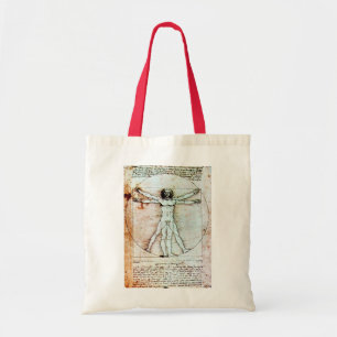 DE VITRUVIAANSE MAN Antiek Perkament Tote Bag