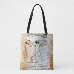 DE VITRUVIAN MAN Antiek perkament Canvas tas