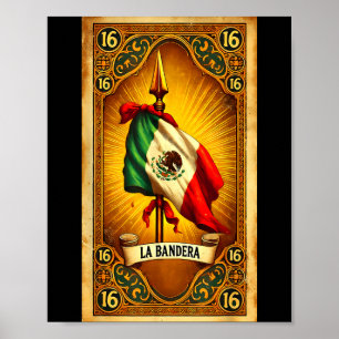 De vlag 16 chicano mexicaanse erfgoed vlag kunst poster