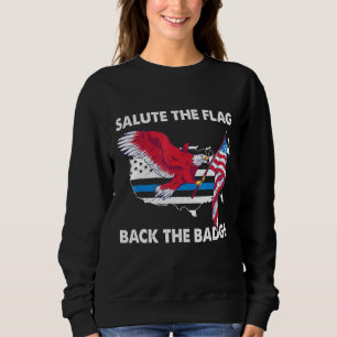 De vlag achter de badge politie Bald Eagle P Trui
