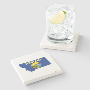 De Vlag en de Kaart van de Staat van Montana Stenen Onderzetter