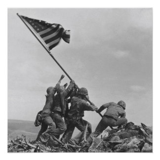 De vlag op Iwo Jima verhogen Perfect Poster