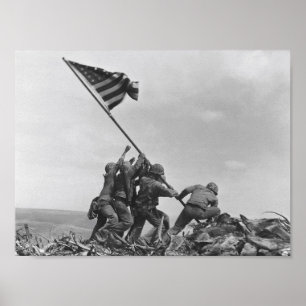 De vlag op Iwo Jima verhogen Poster