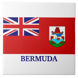 de vlag van Bermuda, voorzien van een etiket, Tegeltje