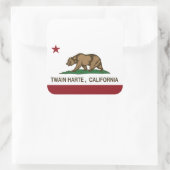 De vlag van Californië Twain Harte Vierkante Sticker (Tas)