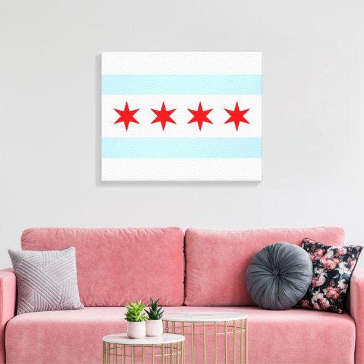 De vlag van Chicago (Illinois) Canvas Afdruk (Insitu (Woonkamer))