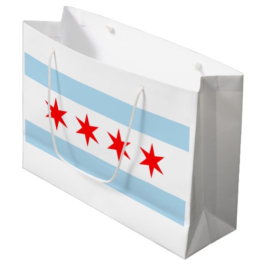 De vlag van Chicago (Illinois) Groot Cadeauzakje (Voorkant Gekanteld)