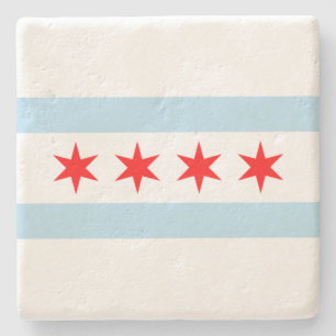 De vlag van Chicago (Illinois) Stenen Onderzetter