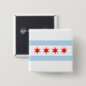 De vlag van Chicago (Illinois) Vierkante Button 5,1 Cm (Voorkant /achterkant)