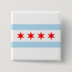 De vlag van Chicago (Illinois) Vierkante Button 5,1 Cm