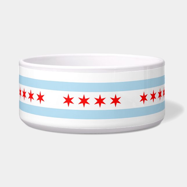 De vlag van Chicago (Illinois) Voerbakje (Voorkant)