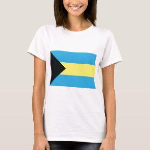 De vlag van de Bahama's in de zwarte aquamarine en T-shirt