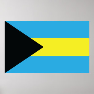 De vlag van de Bahama's in zwart, goud en aquamari Poster