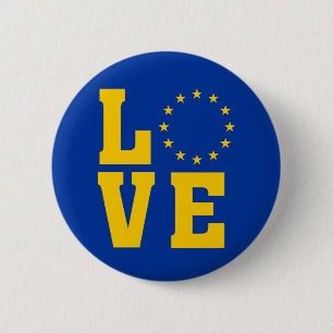 De Vlag van de EU, Europese Unie, LIEFDE Ronde Button 5,7 Cm
