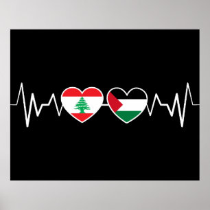 De vlag van de Palestijnse Eenheid in Libanon. Poster