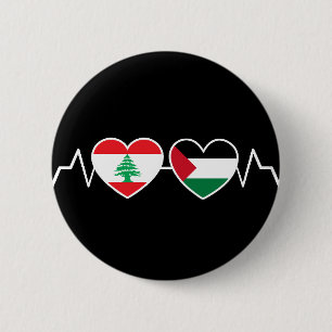 De vlag van de Palestijnse Eenheid in Libanon. Ronde Button 5,7 Cm
