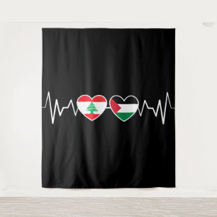 De vlag van de Palestijnse Eenheid in Libanon. Wandkleed