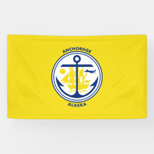 De vlag van de stad Anchorage (Alaska) Spandoek