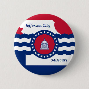 De vlag van de stad Jefferson, Missouri Pinback Bu Ronde Button 5,7 Cm